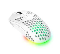 GXTrust 929W Helox Ratón Gaming Inalámbrico Ultraligero 75g, Batería de 80h, Microrreceptor USB 2,4GHz, dpi Ajustable 800-4800, Mouse Gaming Recargable LED Ordenador Portátil, Blanco