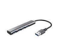 Trust Halyx Hub USB 3.2 Gen 1, 4 Puertos USB-A, Fino y Compacto, Gris | Alta Velocidad 5 Gbps, Regleta USB Plug & Play, Adaptador Concentrador para PC, Ordenador, Portátil, Macbook