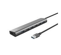 Trust Halyx Hub USB 7 Puertos 3.2 Gen 1, Distribuidor con Puerto de Alimentación USB-C, Transferencia de Datos 5 Gbps, Concentrador USB, Cable de Extensión USB para Ordenador, Portátil, Macbook