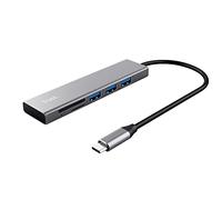 Trust Halyx Hub USB-C y Lector de Tarjetas rápido, 3X USB, 2X Micro (SD), 5 Gbps con USB 3.2 Gen 1, (Micro) SD, SDHC y SDXC de hasta 2 TB, Ordenador Portátil/Macbook/PC/Chromebook