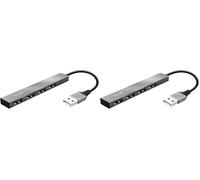 Trust Halyx Minihub USB 2.0 de Aluminio con 4 Puertos para PC, Portátil, Mac - Plata (Paquete de 2)