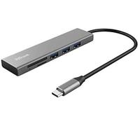 Trust Halyx Hub USB-C y Lector de Tarjetas Rápido, 3X USB, 2X Micro (SD)