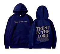 Trust In The Lord Essential - Sudaderas con capucha para mujer, manga larga con capucha, ropa de otoño para mujer, trajes estéticos, cómodos, suaves, finos, holgados, frescos y lindos, azul marino