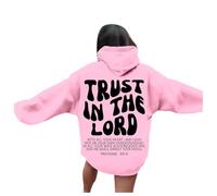 Trust In The Lord - Sudadera con capucha de moda para mujer, ajuste holgado, diseño de Jesús, cómoda, cristiana, de manga larga, casual, a la moda, suave, preparada, linda gótica, rosa, M