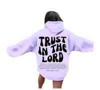Trust In The Lord - Sudadera con capucha de moda para mujer, ajuste holgado, diseño de Jesús, cómoda, cristiana, de manga larga, casual, a la moda, suave, preparada, linda gótica, morado claro, L
