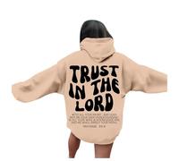 Trust In The Lord - Sudadera con capucha de moda para mujer, ajuste holgado, diseño de Jesús, cómoda, cristiana, de manga larga, casual, a la moda, suave, preparada, linda gótica, caqui, L