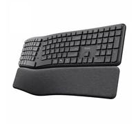 Trust Keyra Silencioso Teclado Ergonómico Inalámbrico US QWERTY Bluetooth + 2.4GHz, Teclado Inalámbrico con Dispositivo Dividido para Múltiples Dispositivos con Reposamanos de la Palma de la PC