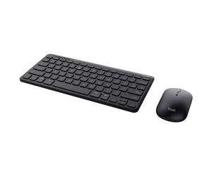 Trust Lyra - Juego de Teclado inalámbrico QWERTZ, 84% plástico Reciclado, Teclado inalámbrico Recargable con ratón para PC, portátil, Mac, iPad, Android, iOS, Color Negro