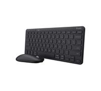 Trust Lyra - Juego de teclado y mouse Bluetooth, diseño QWERTY UK, 84% de plásticos reciclados, teclado y mouse inalámbricos recargables multidispositivo para PC, portátil, Mac, tableta, Windows