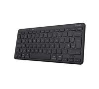 Trust Lyra - Teclado Bluetooth multidispositivo QWERTY británico, 85% de plástico reciclado, batería recargable, teclado compacto inalámbrico para PC, ordenador portátil, Mac, tableta, Windows,
