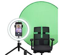 Trust Maku+ Aro de Luz 10" con Green Screen, Fondo Fotográfico Verde, Anillo de Luz con Trípode y Soporte para Móvil, Control Remoto Bluetooth, Selfie, TikTok, Youtube, Maquillaje, Fotografía