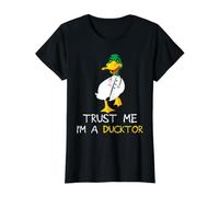 Trust me I Am a Ducktor Patito Doctor Camiseta gráfica económica, Mujer, Negro, L