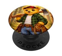 Trust Me I’m a Lumberjack, Cute Funny Lumberjack Teddy Bear PopSockets PopGrip Adhesivo
