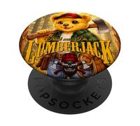 Trust Me I’m a Lumberjack, Cute Teddy Bear in Forest Graphic PopSockets PopGrip Adhesivo