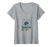 Trust Me I'm A Science Teacher Tabla periódica Humor Camiseta Cuello V, Mujer, Gris Jaspeado, XXL