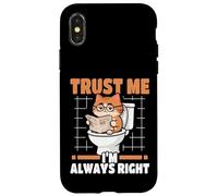 Trust Me I'm Always Right Nerd Cat On Toilet Carcasa para iPhone X/XS