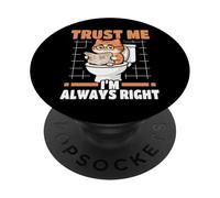 Trust Me I'm Always Right Nerd Cat On Toilet PopSockets PopGrip Adhesivo