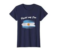 Trust Me I'm Argentine - Bandera de Argentina Vintage Camiseta, Mujer, Azul Marino, M