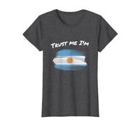 Trust Me I'm Argentine - Bandera de Argentina Vintage Camiseta, Mujer, Jaspeado Oscuro, XXL