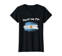 Trust Me I'm Argentine - Bandera de Argentina Vintage Camiseta, Mujer, Negro, XXL