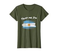 Trust Me I'm Argentine - Bandera de Argentina Vintage Camiseta, Mujer, Verde Oliva, S