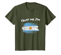Trust Me I'm Argentine - Bandera de Argentina Vintage Camiseta, Niños, Verde Oliva, 8 años