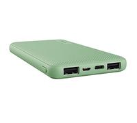 Trust Mobile Primo Batería Externa Carga Rapida 10000mAh, Power Bank Compacto Sostenible USB-C 3 A, 46 Horas Extra, 3 Entradas, Cargador iPhone, iPad, Samsung, Xiaomi, Huawei, Airpods, Móvil, Verde