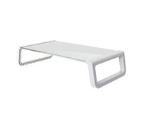 Trust Monta Soporte Monitor Escritorio 41 x 22 x 10 cm, Elevador Monitor de Cristal Templado, Alzador Pantalla, Organizador de Mesa para Ordenador Portátil, Computadora, Mac, PC - Blanco