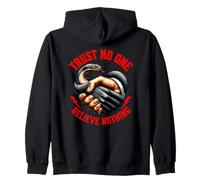 Trust No One Believe Nothing Snake Handshake Gráfico Sudadera con Capucha
