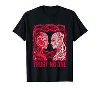 Trust No One Máscara de Traidor Daga Oculta Linocut Camiseta