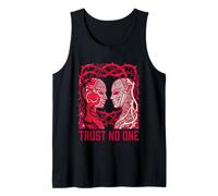 Trust No One Máscara de Traidor Daga Oculta Linocut Camiseta sin Mangas