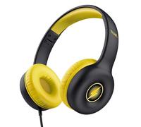 Trust Nouna Auriculares con Cable 3.5mm para Niños 4-10 Años, Negro | Límite de Volumen (85dB), Cascos Plegables con Micrófono Incorporado y Adhesivos, Auriculares Infantiles para Switch