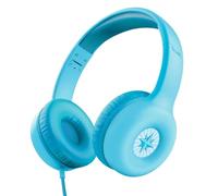 Trust Nouna Auriculares con Cable para Niños 4-10 Años, Límite de Volumen (85dB), Cascos Plegables con Micrófono Incorporado y Adhesivos, Cable 3.5mm, Auriculares Infantiles para Switch, Azul