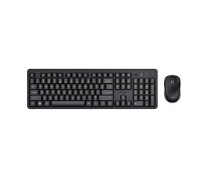 Trust ODY II - Pack de Teclado y ratón inalámbrico AZERTY Belga silencioso, Resistente a Salpicaduras, Teclas Planas flotantes, Receptor USB único, Set para PC portátil Windows Mac, Color Negro
