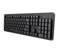 Trust ODY II Teclado silencioso inalámbrico QWERTZ alemán, teclas planas, resistente a salpicaduras, receptor USB RF de 2.4 GHz, teclado inalámbrico para PC, ordenador portátil, Mac - Negro