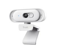 Trust Ovala Webcam 2K QHD con Micrófono, Reductor de Ruido, USB-C/USB-A, Filtro de Privacidad, 75° Ángulo de Visión, Enfoque Fijo 30 FPS, Web CAM para Ordenador Mac Windows Skype Zoom Teams, Blanco
