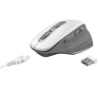 Trust Ozaa Ratón Inalámbrico Recargable, 6 Botones, Ergonomico, Receptor USB Plug and Play, Interruptor de Encendido/Apagado, Wireless Mouse para Ordenador Portatil, PC, Macbook, Chromebook - Blanco