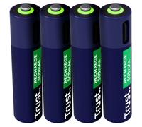 Trust pilas recargables aaa con puerto usb-c integrado, paquete de 4