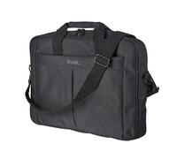 Trust Primo Maletín para Portátiles de Hasta 16", Doble Cremallera Metálica, Correa Ajustable para Hombro, 2 Compartimentos, Bolsa para Viajes, Negocios, Trabajo, Universidad - Negro