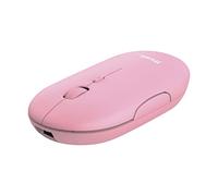 Trust Puck Ratón Inalámbrico Recargable, Bluetooth o 2.4 GHz con Microreceptor USB, PPP 800/1200/1600, Botones Silenciosos, Ergonómico, para Ordenador/Portátil/MacBook/PC/Mac/iPad/Tablet - Rosado