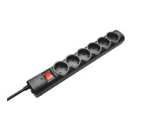 Trust Regleta de 6 Tomas con Protección de Sobretensiones, Ladrón con 6 enchufes protegidas, Cable 1.8 Metros, Multiplicador Enchufes, Negro