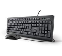 Trust Taro - Juego de teclado y ratón con cable, diseño alemán QWERTZ, teclas silenciosas y botones de ratón, a prueba de salpicaduras, puerto USB, para PC, portátil, MacBook, Windows, MacOS, color