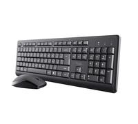Trust Taro Pack Teclado y Ratón Inalámbrico QWERTY Español, Teclas de Perfil Bajo, Un Receptor USB, Ratón Ambidiestro, Resistente a los Vertidos, 70% Plástico Reciclado, Windows Mac PC Portátil, Negro