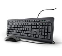 Trust Taro - Teclado y ratón USB con cable, diseño italiano QWERTY para PC, portátil, Mac, Windows, cable de 1,8 m, teclado resistente a líquidos, ergonómico, color negro