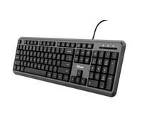Trust Teclado con Cable ODY, Teclado de tamaño Completo, diseño QWERTZ, Teclas silenciosas, a Prueba de Salpicaduras, Cable de 1,8 m, USB Plug and Play, Teclado para PC, portátil, Mac, Negro
