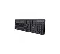 Trust Vaiya Teclado Inalámbrico Bluetooth + 2.4 GHz QWERTY Español, Teclado Bluetooth Multidispositivo Recargable con Numpad, 55% Plástico Reciclado, Windows iOS iPadOS macOS Android, Negro