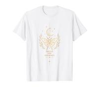 Trust The Journey Celestial Mariposa y Luna Diseño Camiseta gráfica económica, Hombre, Blanco, S