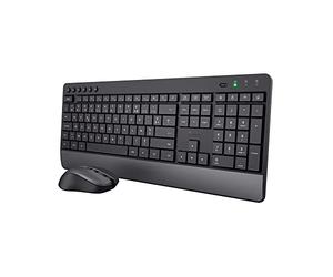 Trust Trezo - Juego de Teclado inalámbrico AZERTY Belga, diseño Duradero, silencioso y ergonómico, batería Larga duración 48 Meses, 2,4 GHz, PC, portátil, Ordenador Negro