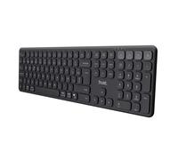 Trust Vaiya Teclado Inalámbrico Bluetooth + 2.4 GHz QWERTY Español, Teclado Bluetooth Multidispositivo Recargable con Numpad, 55% Plástico Reciclado, Windows iOS iPadOS macOS Android, Negro