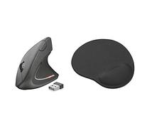 Trust verto - ratón ergonómico vertical inalámbrico, iluminado, color negro. + Bigfoot - Alfombrilla para ratón ergonómica con relleno de gel, color negro